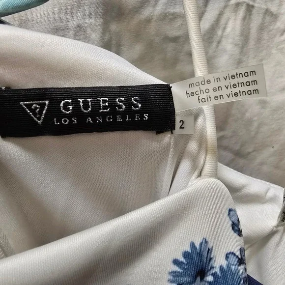 Guess Los Angeles Floral Print Apron Halter Sleeveless Mini Dress 2 Bodycon - Picture 5 of 11